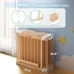 Foldable Wooden Playpen, Natural, 79 x 53 x 24 inches | Adjustable Wood Baby Play Yard with Door, Indoor Large Safety Fence for Babies and Toddlers, Easy Assembly - Image 4