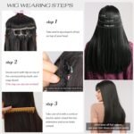 Black Hair Extensions Straight Clip in Hair Extensions Clip ins - Soft and Thick (20 Inches, 4Pcs, #1B) - Image 8