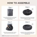 Bedsure SupportMax™ Calming Dog Beds Large Sized Dog Washable Pet Bed,36in | 420GSM Plush Fluffy Donut Round,Thick Supportive,Removable Cover,Anti-Slip,Anti-Anxiety,for Big Dogs Up to 80 Lbs,Dark Grey - Image 8