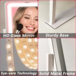 ROLOVE Vanity Mirror with Lights, 12.6"x15" LED Makeup Mirror with Lights, Smart Touch Control 3 Color Dimmable, Lighted Desk Mirror for Bedroom, Light Up Mirror - Image 8