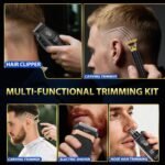 Hair Clippers for Men with LED Display, 4-Piece Cordless Grooming Kit with Hair Clipper, Beard Trimmer, Foil Shaver & Nose Trimmer, Complete Set for Home Barber - Image 8