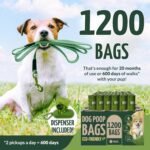 Reli. Biodegradable Dog Poop Bags w/Holder (1200 Count - 80 Rolls Bulk) | Leash Clip Dispenser | 9x13" Large Dog Bags for Poop | Green Eco-Friendly Oxobiodegradable Waste Disposal Refills (Unscented) - Image 3