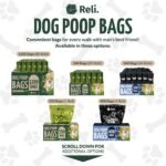 Reli. Biodegradable Dog Poop Bags w/Holder (1200 Count - 80 Rolls Bulk) | Leash Clip Dispenser | 9x13" Large Dog Bags for Poop | Green Eco-Friendly Oxobiodegradable Waste Disposal Refills (Unscented) - Image 8