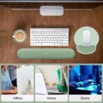 MOSISO Wrist Rest Support for Mouse Pad&Keyboard Set, Antique Green | Circle Curved Ergonomic Mousepad Non-Slip Base Home/Office Pain Relief&Easy Typing Pad with Soft Cloth&Silicone Lining - Image 7