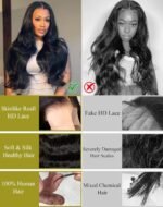 26 Inch Body Wave Human Hair Wig 13x6 Lace Front Wigs Human Hair Pre Plucked 200 Density HD Lace Frontal Wigs With Baby Hair Glueless Wigs Silky Smooth Tangle-free for Women Daily - Image 4