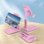 Cell Phone Stand, Adjustable Angle and Height Cell Phone Holder for Desk, Foldable and Portable, Anti-Slip Silicone Pad, Compatible with All Mobile Phones and 4-8 Inch Devices, Pink - Image 6