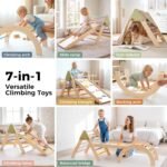 aiwo 7-in-1 Pikler Triangle Set Toddler Climbing Toys for 1+ Year Old Gift | Extra-thick wood, Foldable space-saving, Compact, Non-slip pads, Holds 2-3 kids, Montessori indoor yoy, Slide & Arch - Image 5