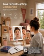 BERTHALESS Makeup Mirror Vanity Mirror with Lights, 1X 2X 3X Magnification | 14.4"L x 9.1"W, 2400mAh,76 LEDs,3-Color Lights, HD View for Skincare,Dorm Essential,Birthday Gifts for Mom,Women,Wife,Girls - Image 8