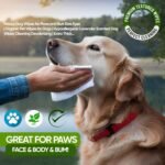 Pet Wipes for Dogs and Cats – 400 Count (8x8in) Hypoallergenic, Deodorizing Dog Wipes for Paws, Ears and Butt | XL with Aloe & Coconut Oil, Lavender Scented | Includes 4 Grooming Glove Wipes - Image 6