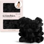Kitsch Satin Scrunchies for Women | For All Hair Types - Black, 5pcs | Wake Up Frizz-Free, No Crease Hair Ties, Softer Than Silk Scrunchies, Stylish Hair Accessories For All Hair Types - Image 2