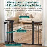 Cumbor 30-46" Baby Gate for Stairs, Auto Close Dog Gate for the House Black | Easy Install Pressure Mounted Pet Gates for Doorway, Dual Lock Indoor Safety Gate for Baby & Dog, Mom's Choice Awards Winner - Image 4