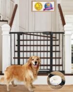 Cumbor 30-46" Baby Gate for Stairs, Auto Close Dog Gate for the House Black | Easy Install Pressure Mounted Pet Gates for Doorway, Dual Lock Indoor Safety Gate for Baby & Dog, Mom's Choice Awards Winner - Image 2