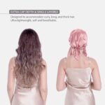 SissiLita 100% Mulberry Silk Bonnet for Sleeping, Large Silk Sleep Cap for Curly Hair, Rose Pink - Image 4