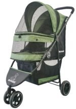 ROODO 3 Wheel Pet Stroller Best Lightweight Foldable Compact Portable Jogger All Terrain Travel Pet Gear Puppy Kitty Stroller for up to 30lbs Medium Small Dogs and Cats(Green) - Image 2