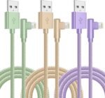 iPhone Charger,3 Pack 6FT Lightning Cable [Apple MFi Certified] 90 Degree | iPhone Fast Charging Cable Nylon Braided Cord Compatible with iPhone 14/13/12/11 Pro Max/XS MAX/XR/XS/X/8/7/Plus/iPad - Image 2