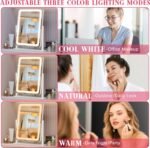 ROLOVE Vanity Mirror with Lights, 12.6"x15" LED Makeup Mirror with Lights, Smart Touch Control 3 Color Dimmable, Lighted Desk Mirror for Bedroom, Light Up Mirror - Image 4