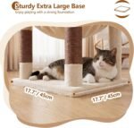 Heybly 53.1" Corner Cat Tree for Large Cats – Interactive Play HCT029MJ | Sturdy Cat Tower with Cozy Cat Condo, Fan-Shaped Top Perch, Basket, Hammock & Solid Base, Beige - Image 9