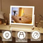 ROLOVE Lighted Makeup Mirror 16.3"x12.6", Hollywood Vanity Mirror with 10X Magnifier, 3 Color LED Lighting Modes, Smart Touch Control & 360° Rotation, Tabletop Makeup Mirror (White, Gift Ready) - Image 7