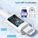 3 Pack Apple MFi Certified iPhone Charger Cable 6ft, Apple Lightning to USB Cable Cord 6 Foot, 2.4A Fast Charging,Apple Phone Long Chargers for iPhone 14/13/12/11/11 Pro/11 Max/X/XS/XR/XS Max/8/7/6 - Image 3
