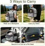 Cat Carrier Dog Backpack Carrier with Anti-Collapse Bottom (Light Gray) | Dog Carrier Mesh Backpack Breathable Pet Travel Bag with Sun Shade, Locking Zippers, Ergonomic Support for Hiking, Vet, Car - Image 9