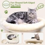 Globlazer Corner Stable Cat Tree Tower with Scratching Post, C51, Beige | 51in Space-Saving Multi-Level Cat Condo for Indoor Cats with Hammock, Large Top Perch for Large Cats, Cozy Cat Cave - Image 4