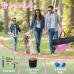 Dog Agility Course Backyard Set, Dog Agility Equipment, Pet obstacle Course Backyard with 6 Dual Mode Weave Poles, 2 Adjustable Hurdle, Jump Ring, Tunnel, Pause Box, Toy Balls and 2 Carrying Bags,Pink - Image 7