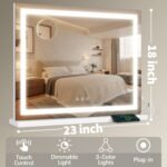 FENNIO 23" x 18" Vanity Mirror with Lights，LED Makeup Mirror，Hollywood Mirror with 3 Color Modes & Adjustable Brightness，Vanity Mirror Square White - Image 8