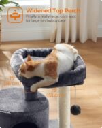 Feandrea Cat Tree, Small Cat Tower with Sisal Scratching Post, Plush Condo with Padded Perch, for Small Spaces, Kittens, Smoky Gray UPCT50G - Image 5