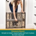 MYPET Paws Portable Pet Gate: 26-40" Wide Expandable, Pressure Mounted No Tools Needed, Durable Dog Gate for Doorways, Made in USA, 23" Tall, Fieldstone Gray - Image 4