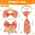 Reginary 100 Pieces Dog Bow Tie Collar Set Include 40 Dog Neckties, and 30 Puppy Bowties, 30 Collar Flowers, Adjustable Pet Ties Grooming for Small Medium Cats Pets Supply(Flower) - Image 3