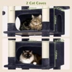 Globlazer Giant Tall Heavy Duty Cat Tower for Indoor Large Cats, F83B | XXL Multi-Level Large Cat Condo with 8 Scratching Posts, Hammock, 2 Cat Caves, 2 Platform, Dark Grey - Image 4