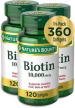 Nature's Bounty Biotin Hair Skin & Nails Vitamins, 10,000mcg, 120 Softgels - Image 2