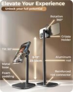 COOPER ChatStand Sturdy Cell Phone Holder, iPhone Stand for Desk, Recording | 9-13" Adjustable, Weighted Metal Base, Tabletop Tripod, for Filming, Video Calls, FaceTime; fits all iPhone, Samsung, Android - Image 7