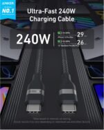 Anker Nano USB C to USB C Cable, 240W Fast Charging Cable (10 ft, Black) | Flexible Multi-Color Braided Charger for iPhone 17 Series, MacBook Pro, and More - Image 3