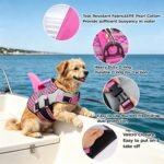 Dog Life Jacket(Shark Pattern/Green, Large) | Shark Pattern High Buoyancy Adjustable Swim Vest with Rescue Handle,D-Ring&Reflective Strips for Boating Swimming Beach - Image 6