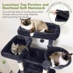 Globlazer Giant Tall Heavy Duty Cat Tower for Indoor Large Cats, F83B | XXL Multi-Level Large Cat Condo with 8 Scratching Posts, Hammock, 2 Cat Caves, 2 Platform, Dark Grey - Image 3