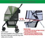 ROODO 3 Wheel Pet Stroller Best Lightweight Foldable Compact Portable Jogger All Terrain Travel Pet Gear Puppy Kitty Stroller for up to 30lbs Medium Small Dogs and Cats(Green) - Image 8