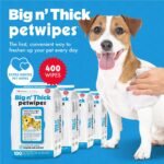 Petkin Pet Wipes for Dogs and Cats, 400 Wipes - Large Pet Wipes for Dogs and Cats - Cleans Ears, Face, Butt, Body and Eye Area - Convenient, Ideal for Home or Travel - 4 Packs of 100 Wipes - Image 3