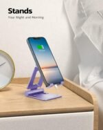 Nulaxy Full Aluminum Dual Folding Cell Phone Stand for Desk, Purple | Height Angle Adjustable, Portable, Anti-Slip Base, Fits 18mm Thick Case Smartphone, Nintendo Switch Desk Essential Accessory - Image 4