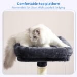 Heybly Cat Tree with Toy, 43.3 inch Cat Tower for Indoor Cats HCT004SG | Cat Condo with Durable Sisal Scratching Posts, Cat House with Padded Plush Perch, Cozy Hammock, Smoky Gray - Image 3