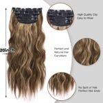 4PCS Clip in Hair Extensions Honey Blonde Mixed Light Brown 20 Inch Long Wavy Synthetic Hair Extensions (4pcs, 20Inch, 22H10#) - Image 4