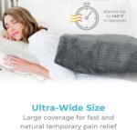 Pure Enrichment PureRelief Ultra-Wide Microplush Heating Pad - 20” x 24” XXL Size & 6 Heat Settings for Temporary Neck, Shoulder & Back Pain Relief - Moist Heat Option & Machine Washable (Gray) - Image 3
