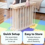 Miotetto Baby Playpen, Wooden Playpen for Babies and Toddlers, Foldable Fence with Montessori Activity Panel, Storage Basket & Gate, Portable, Easy to Assemble Baby Play Pen Natural Wood Playyard - Image 9
