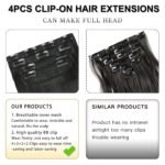 Black Hair Extensions Straight Clip in Hair Extensions Clip ins - Soft and Thick (20 Inches, 4Pcs, #1B) - Image 7