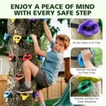 TOPNEW 12 Ninja Tree Climbing Holds for Kids Climber, Adult Climbing Rocks with 6 Ratchet Straps for Outdoor Ninja Warrior Obstacle Course Training - Image 3