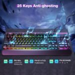 TECKNET Wired Gaming Keyboard, RGB Backlit Keyboard with Metal Panel Design | 15-Zone RGB Illumination, Whisper Quiet Design, IP32 Water Resistance, 25 Anti-ghosting Keys, Ergonomic Design - Image 8
