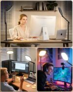 Video Conference Lighting, Edge-Lit Eye-Care Desk Lamps, 50 Modes | Soft, Dimmable & Flexible, CRI>97.8, 40" Tall, Memory and Timer Func, Stable Mental Base for Home Office, Video Calls, Webcam - Image 3