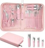 MINKINH 26-Piece Manicure Set for Women, Pink At-Home Nail Care Kit | Carbon Steel Nail Clippers, 410 Stainless Steel Tools, PU Organizer Case for Pedicure, Cuticle, Facial and Daily Self-Care - Image 2