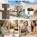 OMOTON TP06-E [3-Adjust] Sturdy Compact Magnetic Phone Tripod for iPhone 17 | Mini Phone Stand for MagSafe, Two 1/4" Screw& Arca, Fold Hook, Fits Vlog, Creators, Live, Women Men Gift, Travel Essentials - Image 4
