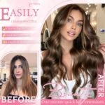 Clip in Hair Extensions Real Human Hair Dark Brown Highlights for Women | Seamless, Balayage, 100% Human Hair Extensions Clip ins, Clip on Hair Extensions, Invisible Straight Double Weft 16" 90g - Image 3